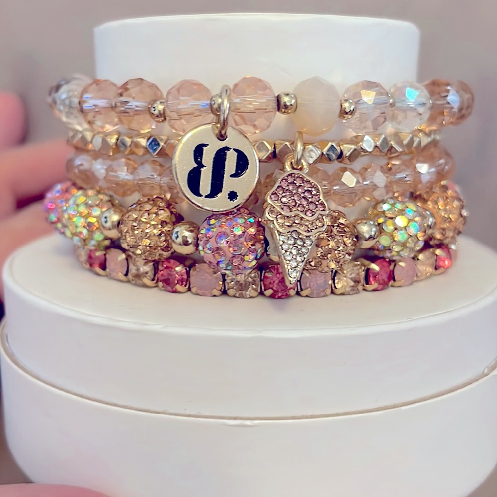 BOMB PARTY HARD TO FIND PINK ICE CREAM BRACELETS STACK